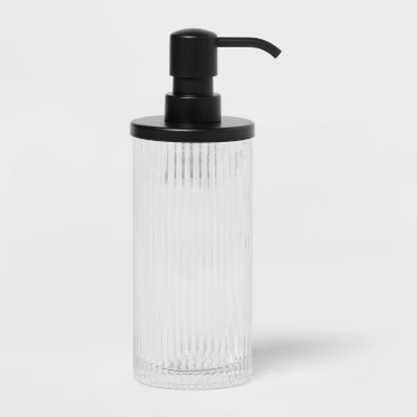 Ribbed Glass Soap Pump Black - Threshold™