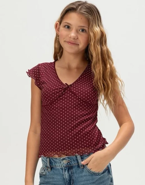 RSQ Girls Polka Dot Mesh Top