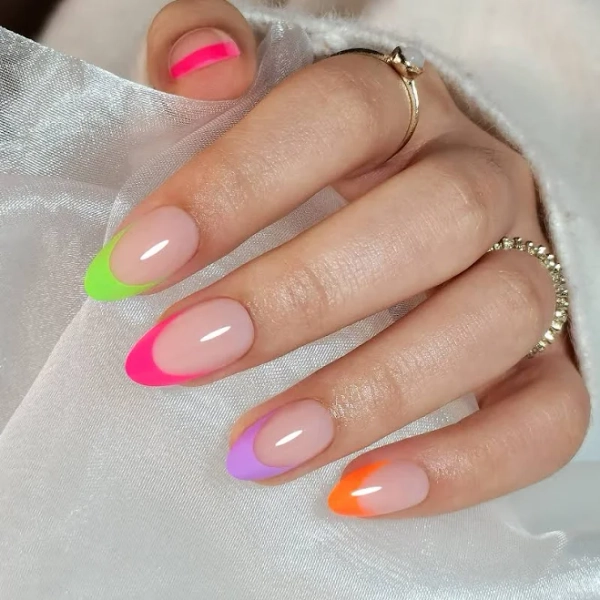 Almond Green French Medium Glossy Press On Nails