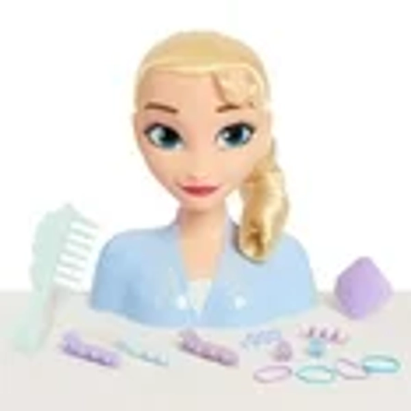 Disney Frozen 2 Elsa Styling Head, 17-Pieces Include Wear and Share Accessories, Blonde, Hair Styling for Kids, Kids Toys for Ages 3 up