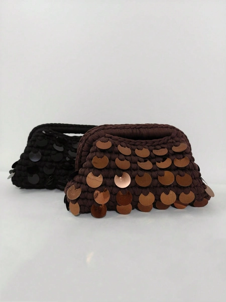 Nuova borsa clutch piccola con paillettes all'uncinetto, decorata con paillettes luccicanti, fatta a mano, borsa da sera, beauty case per vacanze, regalo per donne, paillettes