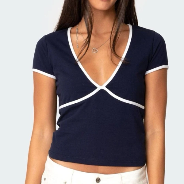 Edikted Women's Alicia Contrast V-Neck Top