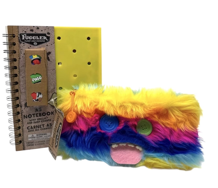 Fuggler A5 Furry Rainbow Plush Notebook + Matching Furry Rainbow Pencil Case - Funny Ugly Monster Stationery Set - Walmart.com