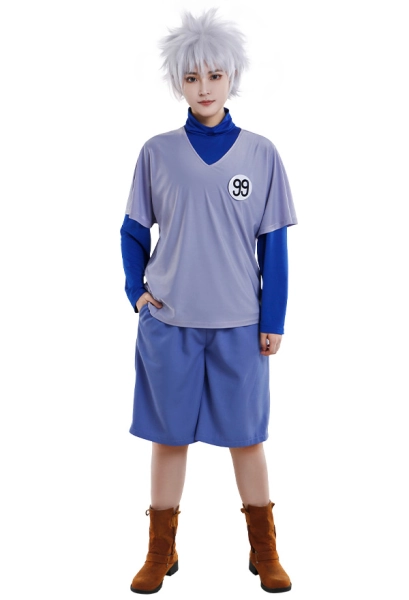Hunter Zoldyck T Shirt Cosplay Costume V Collar Short Sleeve High Neck Long Sleeve Shirt Set