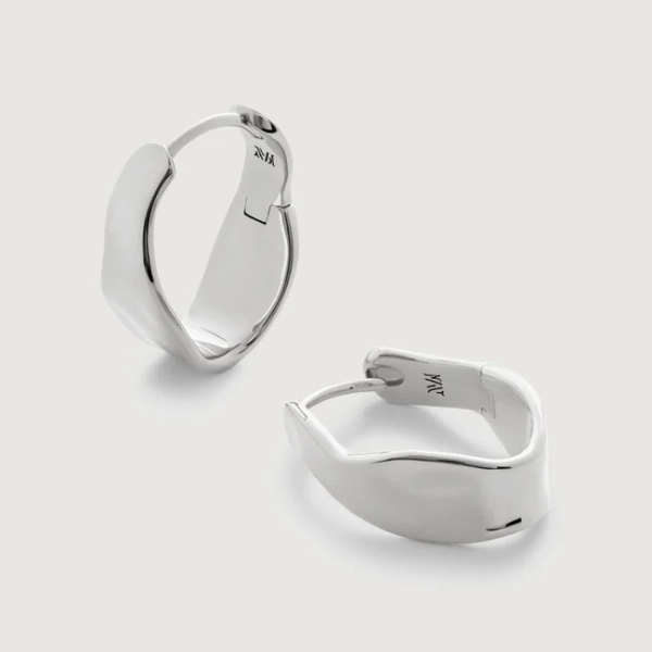 Wave Medium Hoop Earrings in Sterling Silver | Jewellery by Monica Vinader