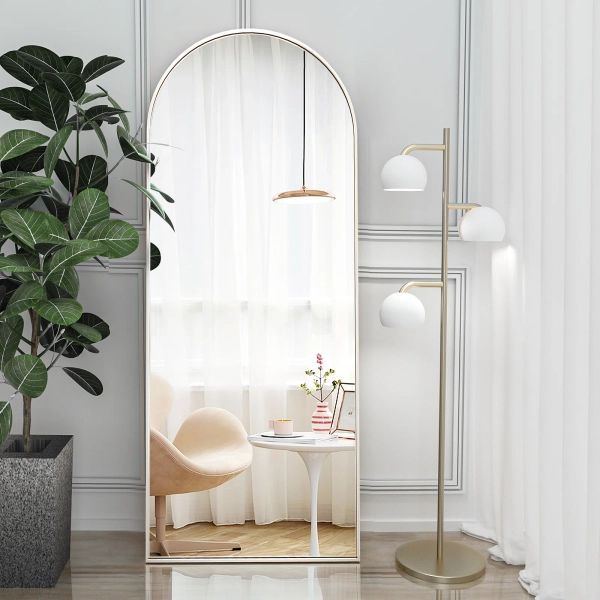 Latitude Run® Alizeh Arched Metal Oversized Full Length Mirrors Wall Mirrors with Stand | Wayfair