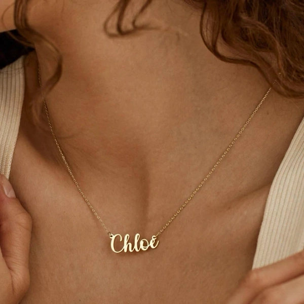 14K Gold Plated Minimalist Name Necklace for Women