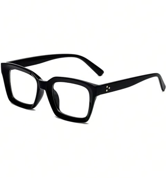 Women's Plain Lens Square Frames – Thick Black Glasses, Retro High-End, Slimming Effect & No-Makeup,