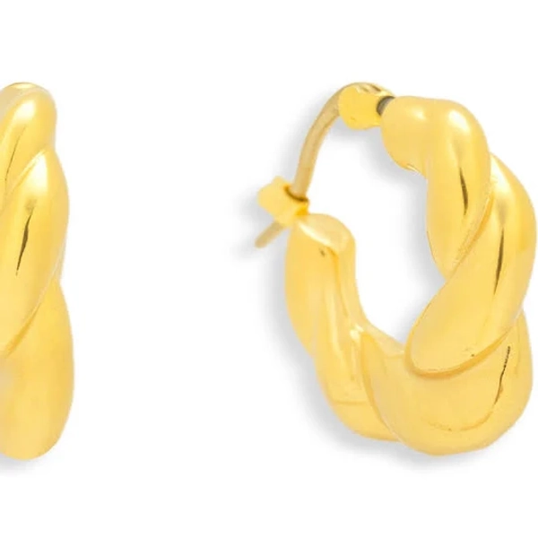 18K Gold Plated Stainless Steel Chunky Twisted Hoop Earrings