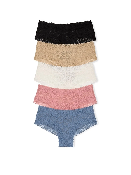 Black/Nude/White/Pink/Blue Cheeky Knickers 5 Pack