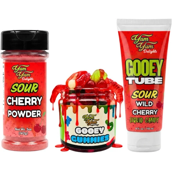 Tiktok Viral Candy Bundle - Gooey Gummies Candy Powder Gooey Tubes Cherry