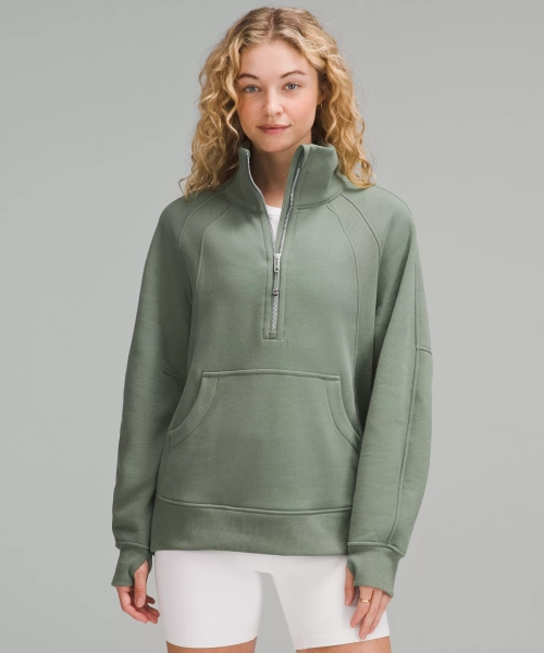 Scuba Oversized Funnel-Neck Half Zip *Long - Grey Eucalyptus - XL/XXL