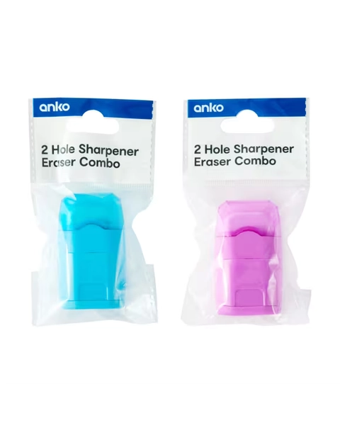 2 Hole Sharpener Eraser Combo - Assorted