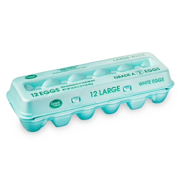 Great Value Large White Eggs, 12 Count