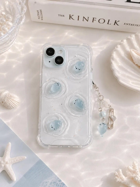 Wave mini Luminous sea seals iPhone 18/17/16e/15/14/13/12/11/SE/Galaxy S26/S25/S24/S23/S22 case