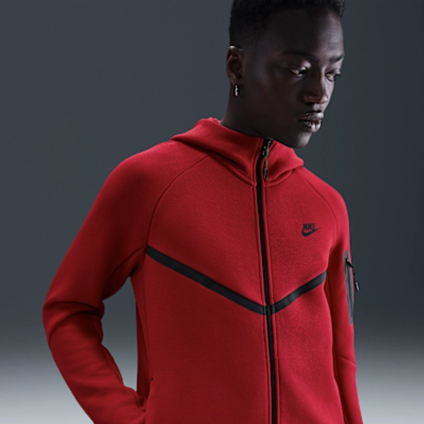 Nike Tech Men's Fleece Windrunner Full-Zip Jacket - Gym Red/Black - Size M