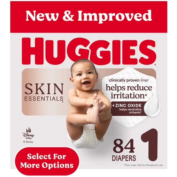 Huggies Skin Essentials Baby Diapers, Size 1 (8-14 lbs), 84 Ct (Select for More Options)