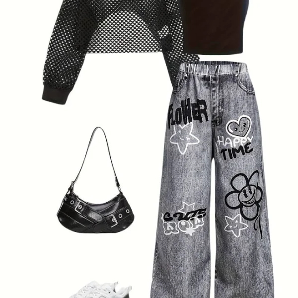 Girlism Tween GirlfrendsLoose Street Style Denim EffectPants