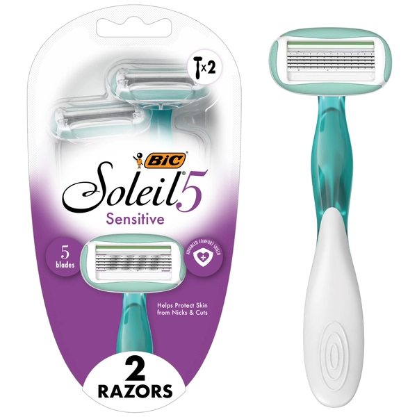BIC Soleil 5 Sensitive Women's Disposable Razors With 5 Blades, 2 Count