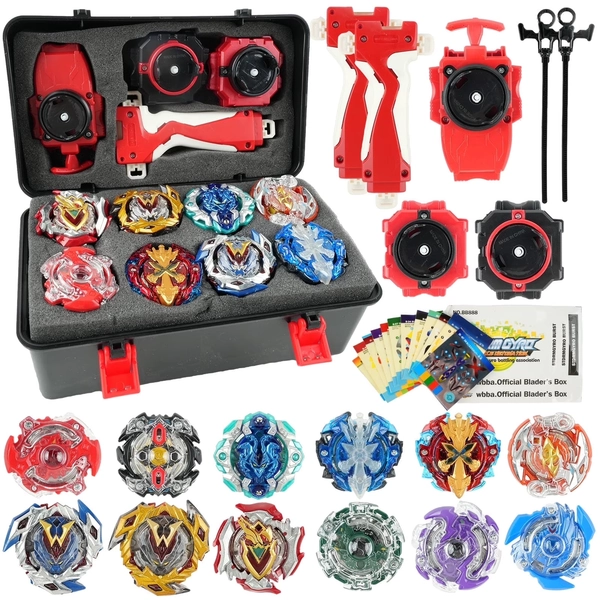 Jaawind Bey Battling Top Burst Gyro Toy Set for Kids, 12 Spinning Tops 3 Launchers 2 Grips Toy Blade Combat Battling Game with Portable Storage Box Gift for Children Boys and Girls