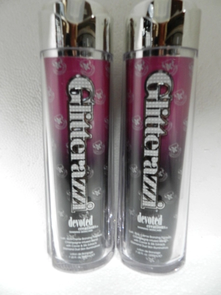 LOT OF 2 DEVOTED CREATIONS GLITTERAZZI BRONZER TANNING BED SUN TAN LOTION NEW