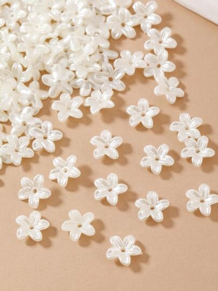 100pcs/Pack Pearl-Color Small Peach Blossom Flower DIY Handcraft Bracelet Necklace Accessories, Simple Handicraft Floral Arrangement, Suitable For Pot Decor, Craft Supply, Clothing Decoration Valentines