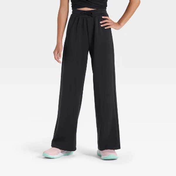 Girls' Airy Sleek Wide Leg Pants - All In Motion™ Black M