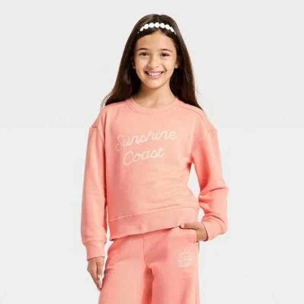 Cat & Jack Girls' French Terry Sunshine Coast Pullover Sweatshirt