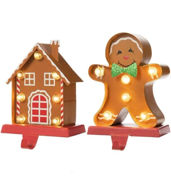 Glitzhome Gingerbread House & Man Christmas Stocking Holder