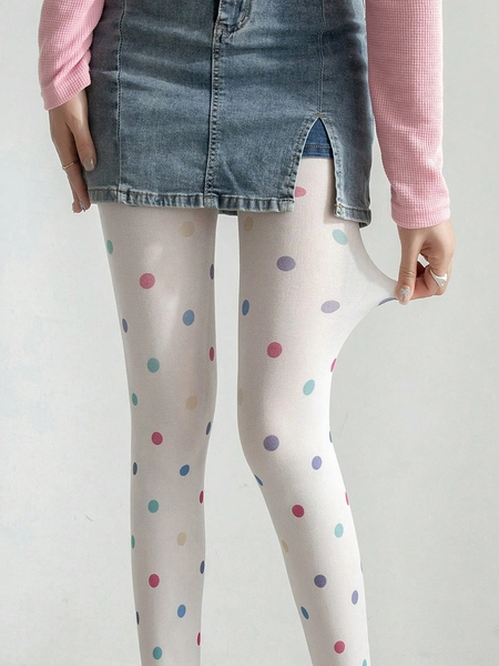 colorful polka dot tights