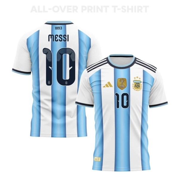 Lionel Messi 10 Argentina 2026 Home 3D T-Shirt Fully Printed – Unisex, White - Jersey Teams - Stacks Clothing Co.