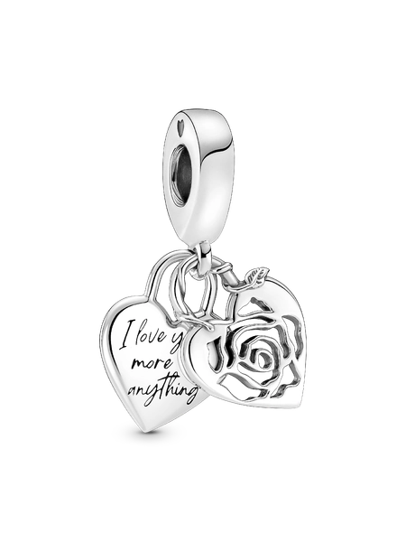 Rose Heart Padlock Dangle Charm
