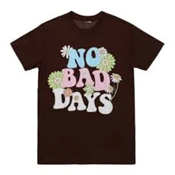 Five Below No Bad Days Floral Graphic Tee, Small - Brown