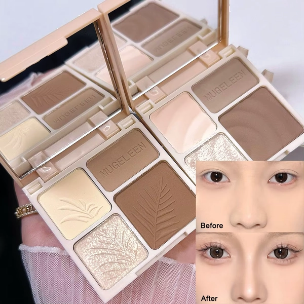 4 Colors Highlighter Contour 3D Facial Bronzer Cosmetic Brightening Beige Matte Highlights Palette Nose Shadow Powder Makeup - AliExpress 66