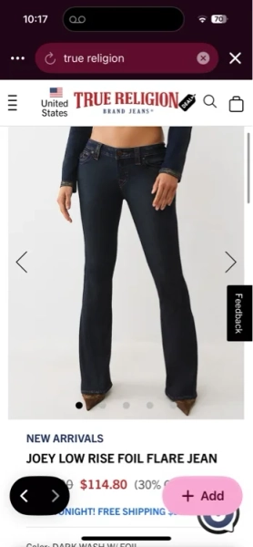 

JOEY LOW RISE FOIL FLARE JEAN - DARK WASH W/ FOIL | True Religion

