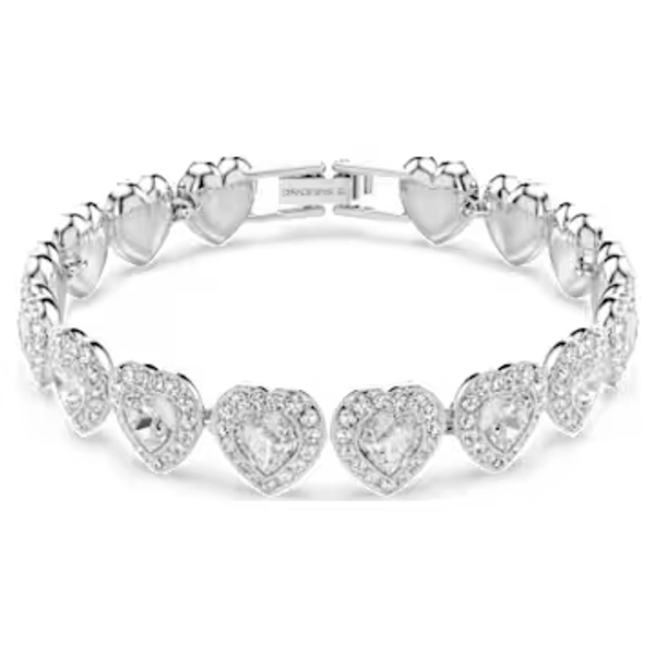 Ariana Grande x Swarovski bracelet, Mixed cuts, Heart, White, Rhodium plated