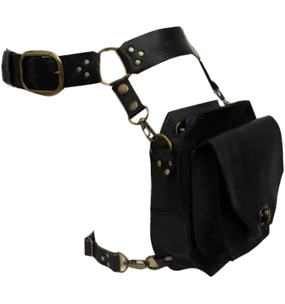 Zhousufen Medieval Waist Belt Drop Leg Pack Steampunk Waist Pack Thigh Bag Leather Fanny Pack Motorcycle Waist Belt