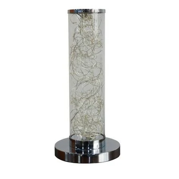 Izzovium Minimalist LED Floor Lamp with Clear Column, Silver Finish, 8W 750lm 2700k Warm Light, Size: 13
