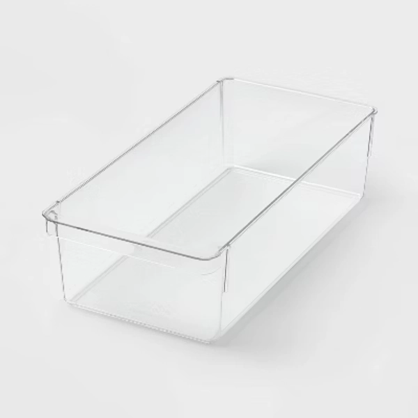 Medium Narrow Fridge and Pantry Organizer Bin - Brightroom™: Clear PETG, Freezer-Safe, Hand Washable