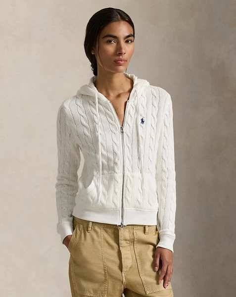 Cable-Knit Cotton Full-Zip Hoodie