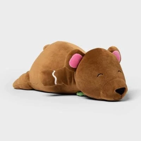 Pillowfort Holiday Gingerbread Bear Weighted Plush Kids' Throw Pillow