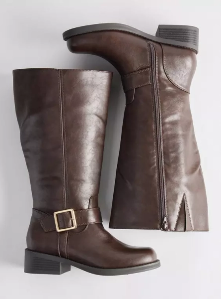 Square Toe Buckle Knee Boot (WW)