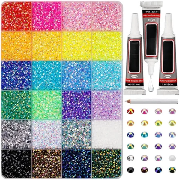 40 Color Jelly Rhinestones,3mm Multicolor Resin Flatback Gems Bedazzler Kit