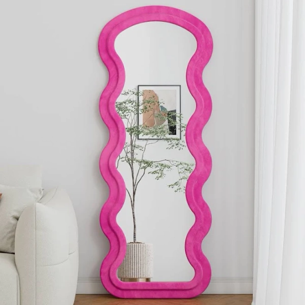 Flannel Full Length Wave Floor Mirror