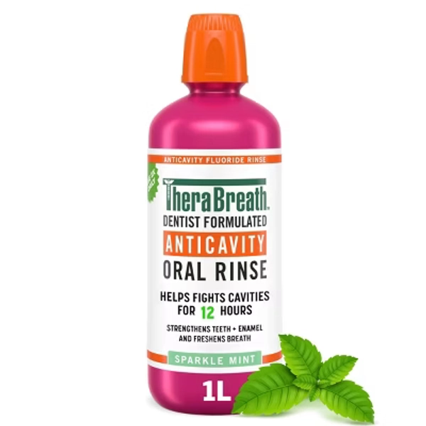 TheraBreath Anticavity Fluoride Mouthwash - Sparkle Mint - 33.8 fl oz