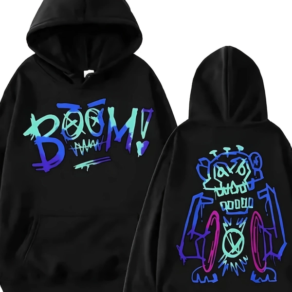 Mysterious Graffiti Hoodie, Popular Anime Design, Unisex Pullover Sweatshirt, Fan Gift