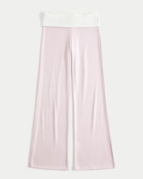 Foldover Waist Knit Flare Pants