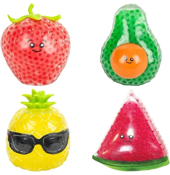 One Dozen Big Squeezy Bead Fun Fruits 6" each - Variety Pack