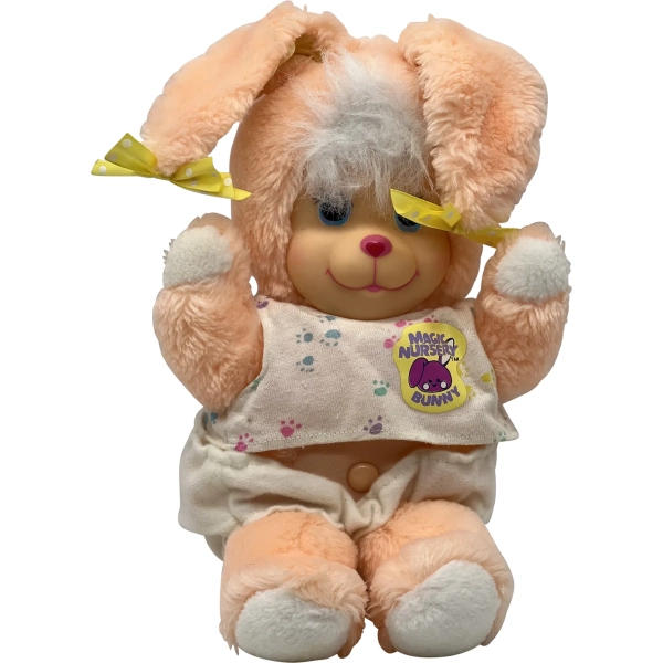 Vintage 1990 Mattel Peach Magic Nursery Pets Plush Bunny With Outfit