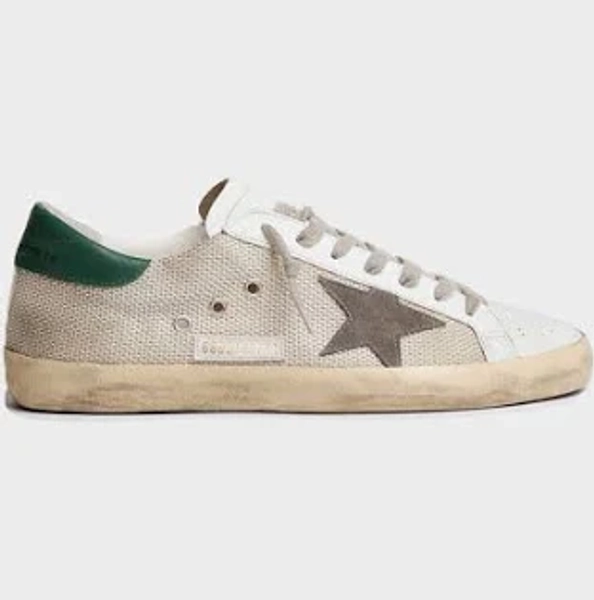 GOLDEN GOOSE Super-Star Net Grey Suede Star Green Heel 45